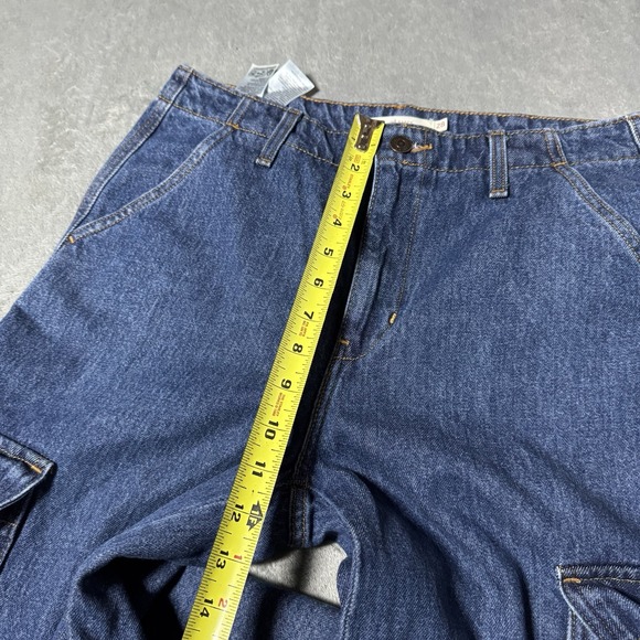 Levis 94 Baggy Jeans Womens 28x32 Blue Denim Cargo Y2K 90s Grunge Raw‎ Hem - Picture 11 of 13